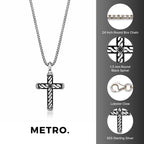 Sterling Silver Black Spinel Cross Pendant