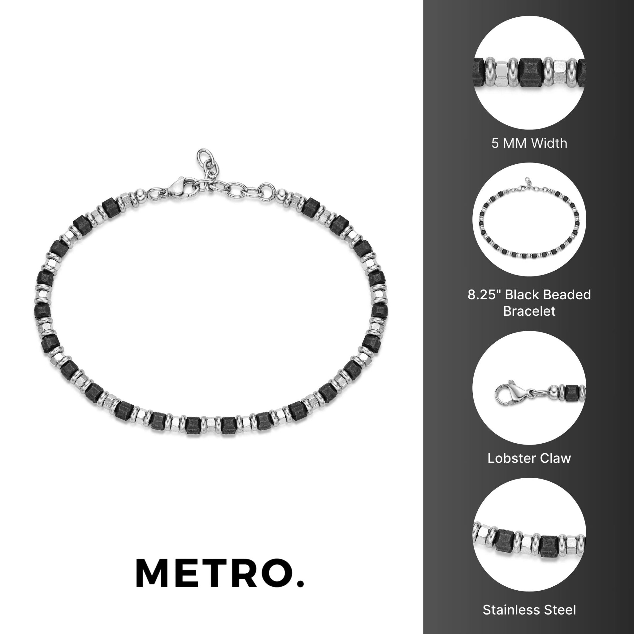 Black Ion Plated Bead Chain Bracelet