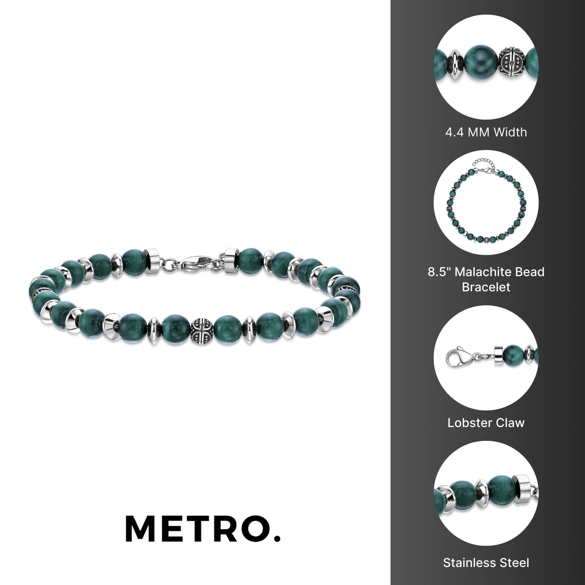 Malachite Beaded Natural Stone Bracelet