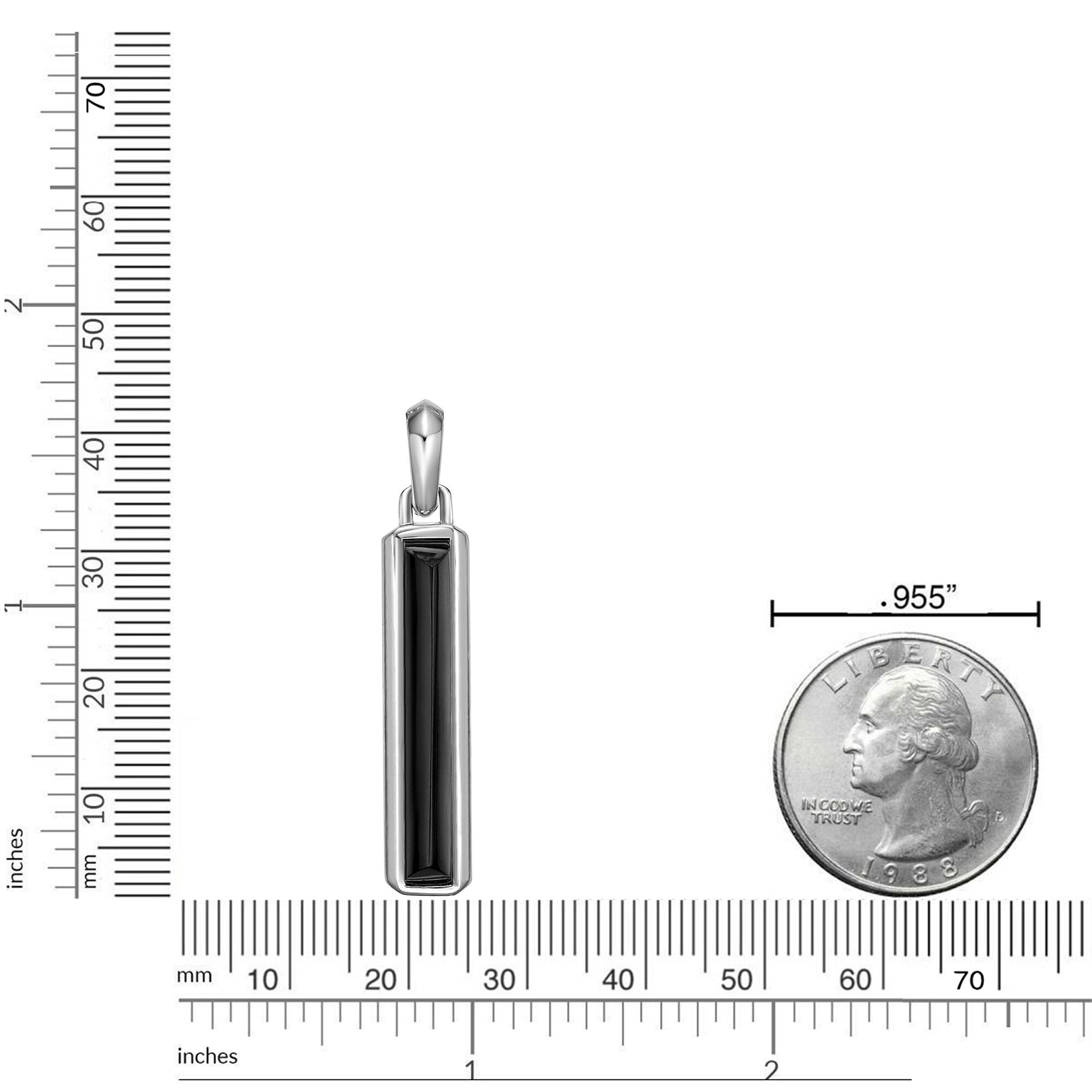 Sterling Silver Black Onyx Rounded Bar Pendant