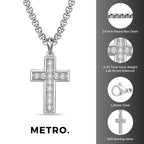 Sterling Silver Lab-Grown Diamond Outline Cross Pendant