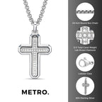 Sterling Silver Lab-Grown Diamond Framed Cross Pendant