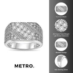 Sterling Silver Lab-Grown Diamond Diagonal Row Ring