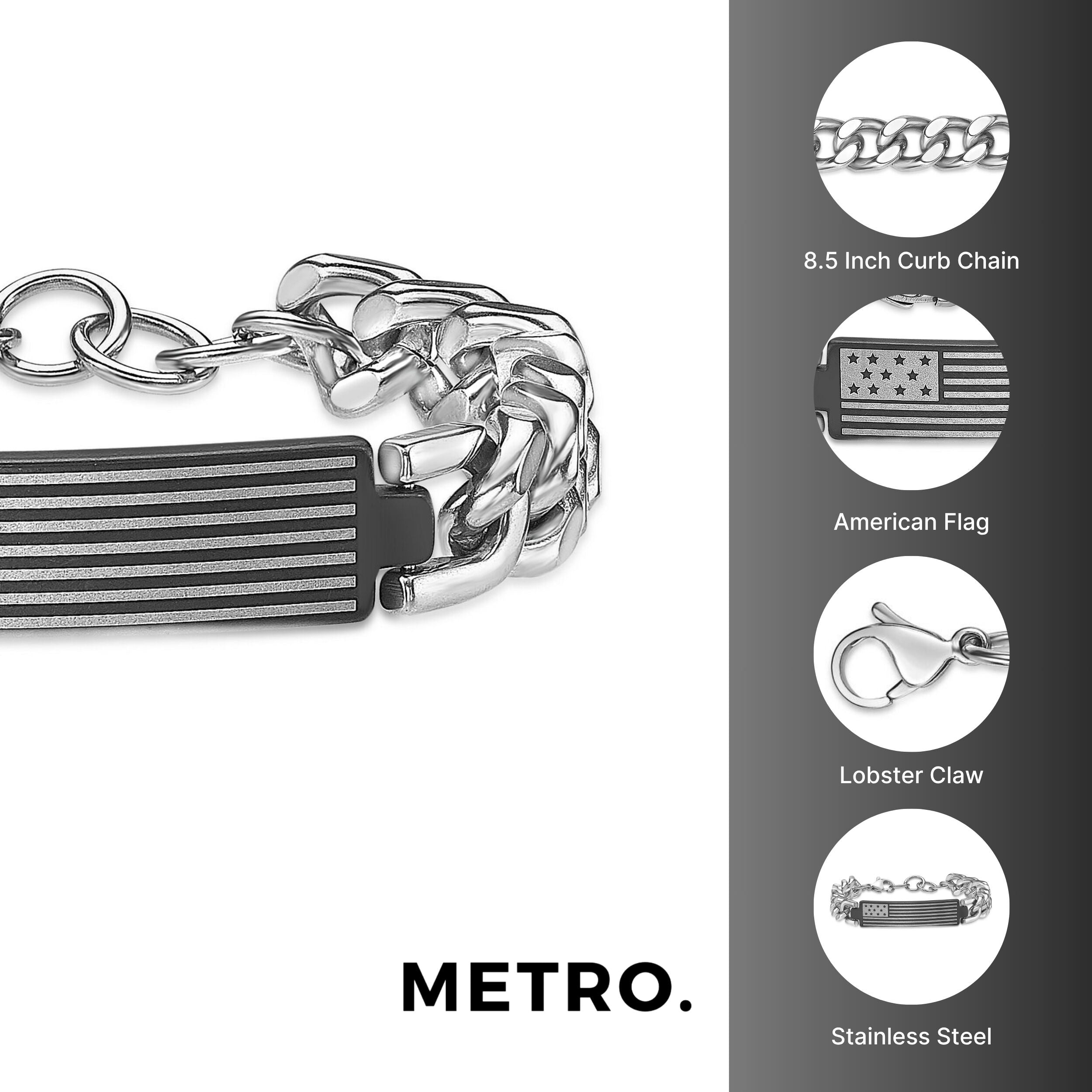 Americnan Flag Curb Bracelet