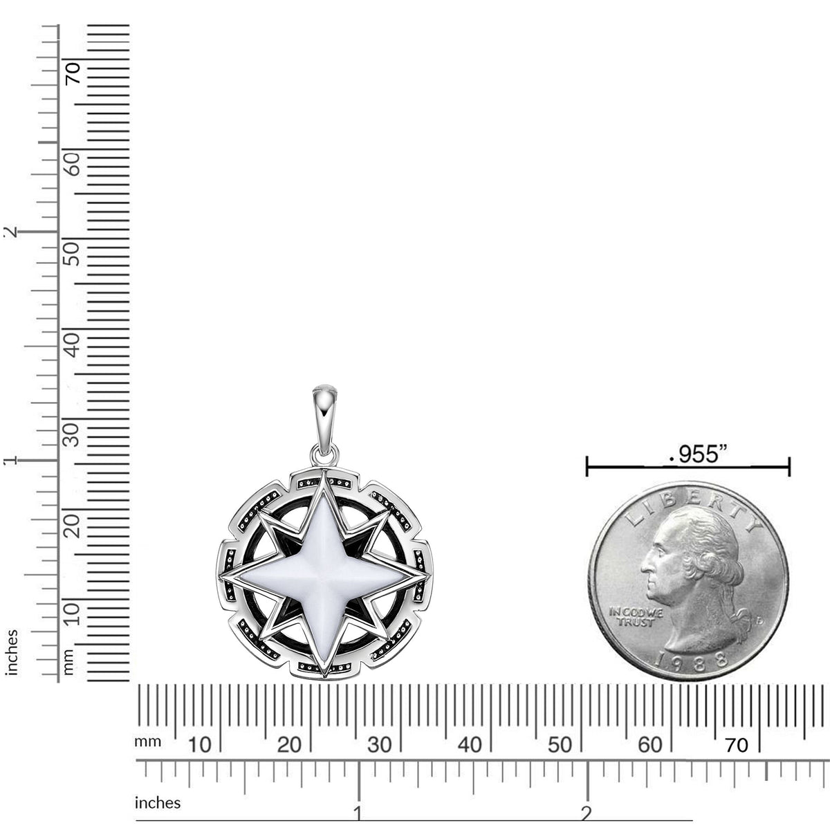 Reversible Black Onyx and Howlite Medalion Pendant in Sterling Silver, 24"