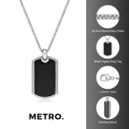 Sterling Silver Black Agate Dog Tag