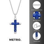 Ridged Cross Pendant in Stainless Steel