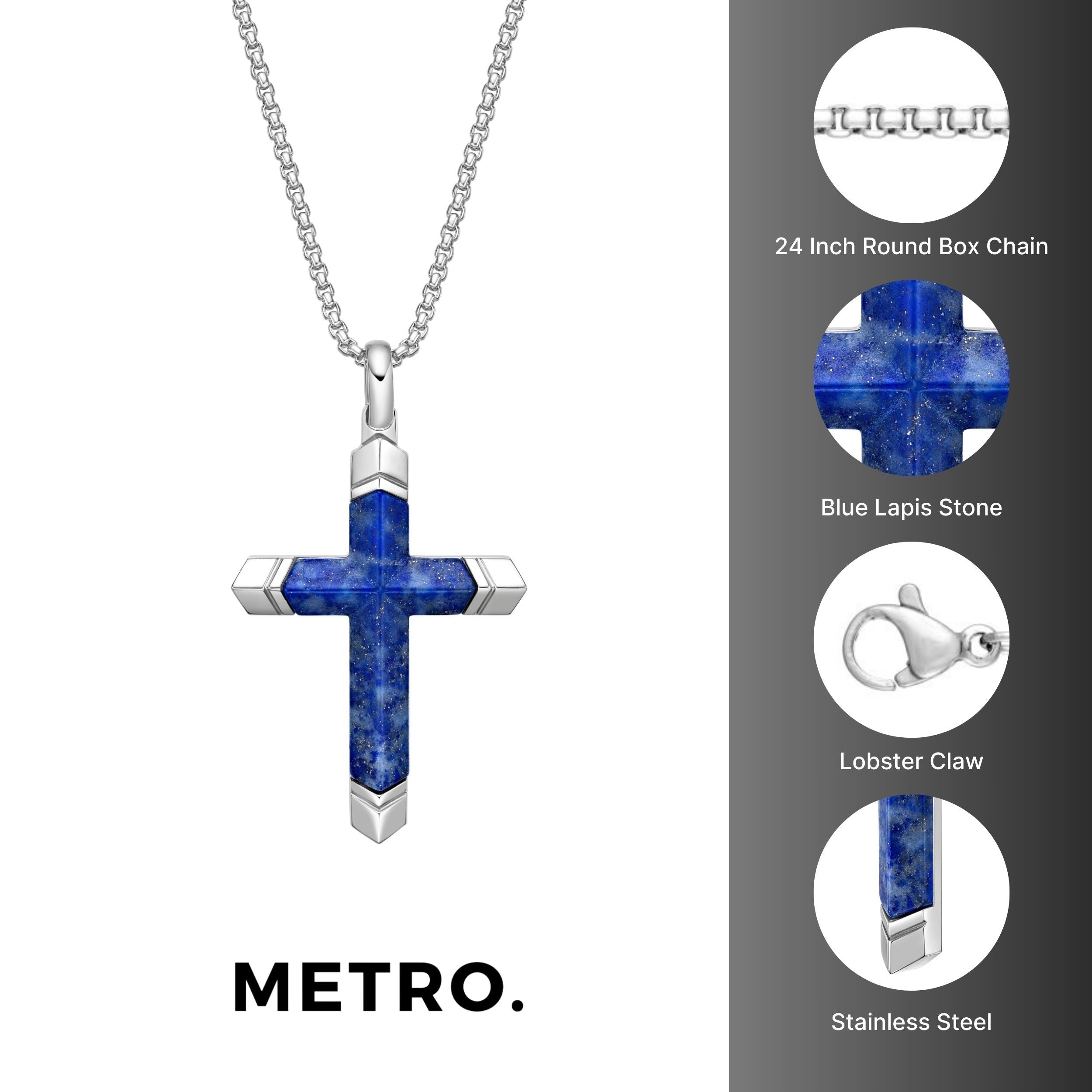 Ridged Cross Pendant in Stainless Steel