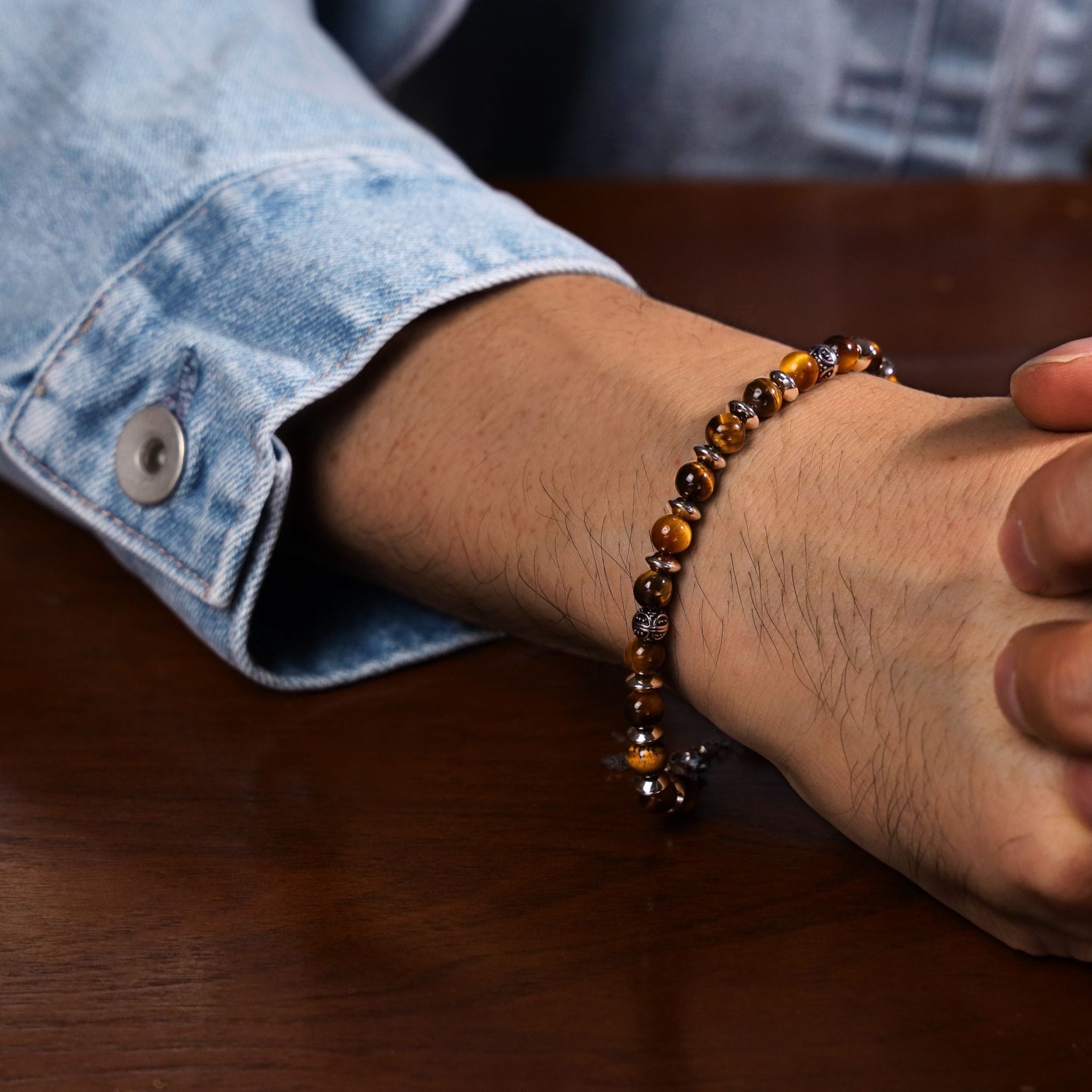 Tiger Eye Beaded Natural Stone Bracelet