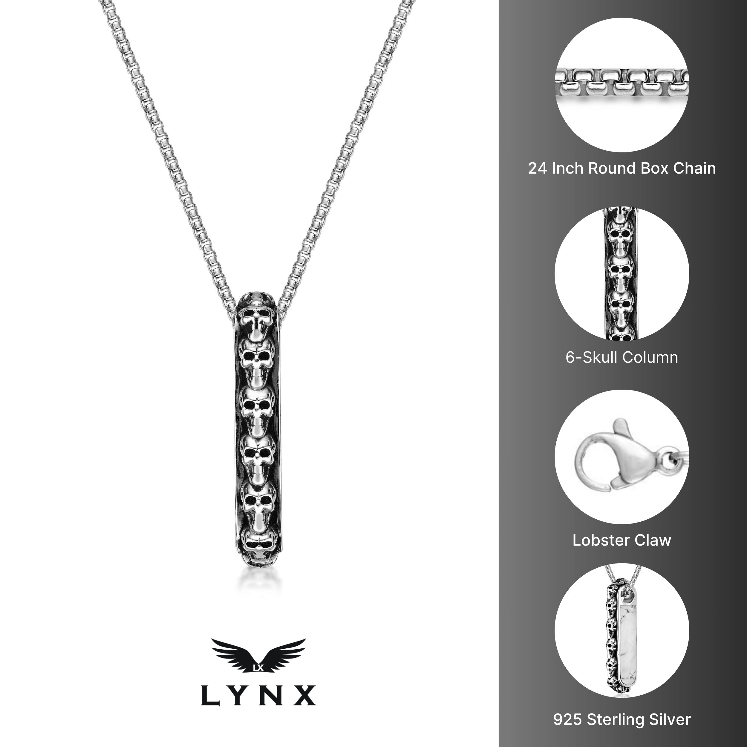 Sterling Silver Skull Bar Pendant