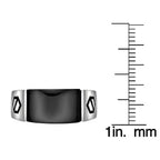 Sterling Silver Black Onyx Ring, Geometric Accents
