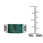 Sterling Silver Malachite Ring, Black Accent Inlay