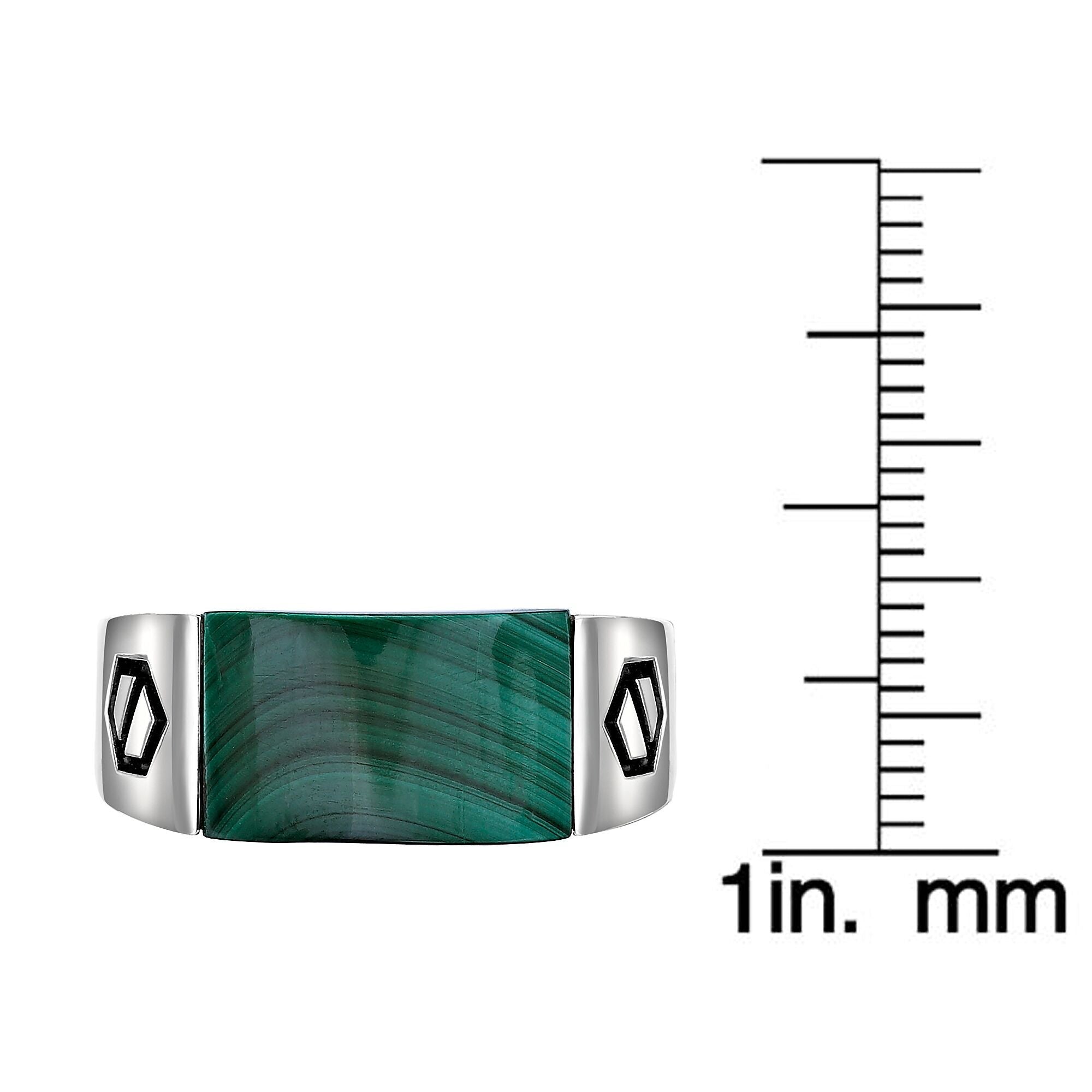 Sterling Silver Malachite Ring, Black Accent Inlay