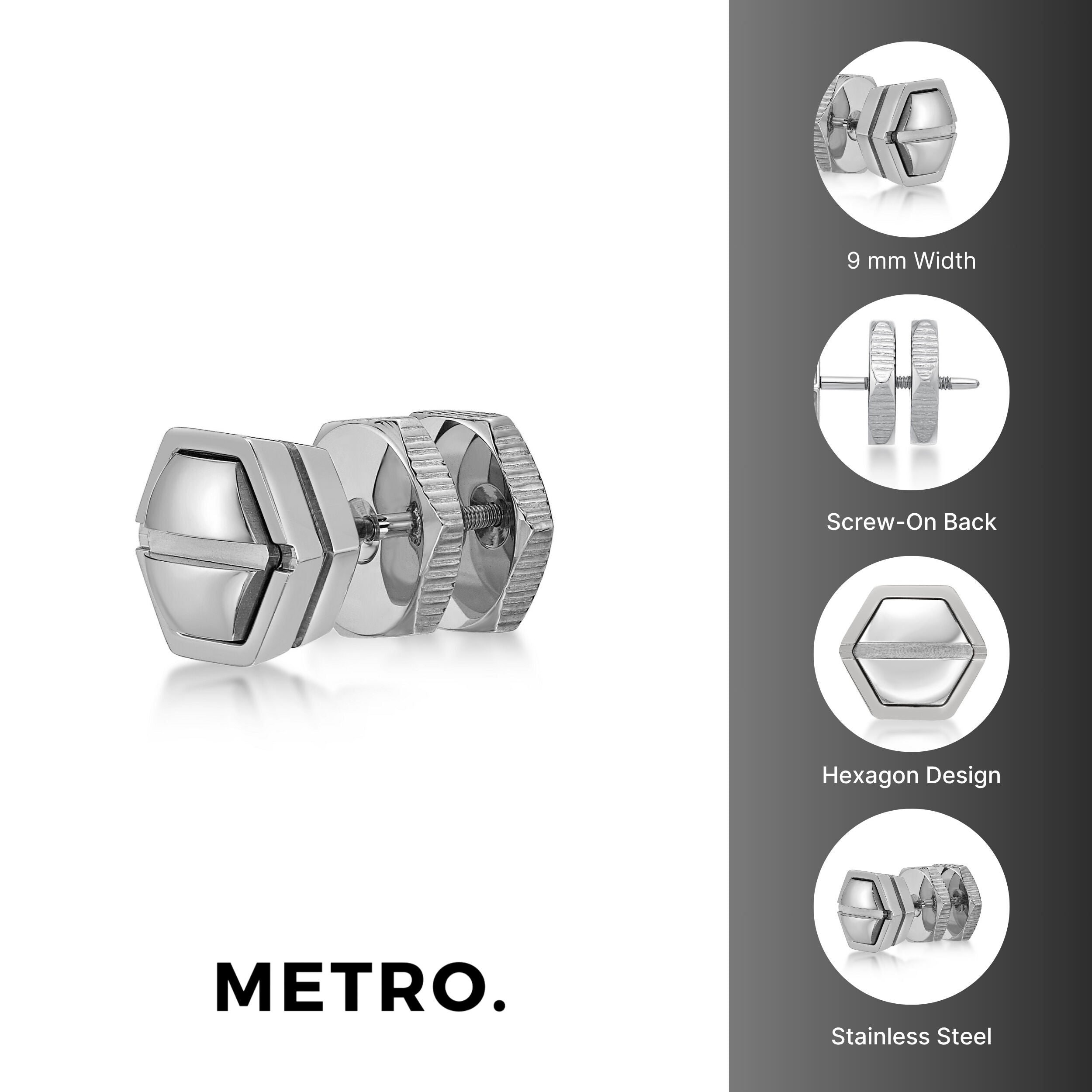 Hexagon Stud Earrings