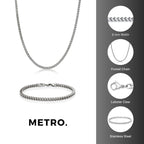 Thin Foxtail Chain Gift Set in Stainless Steel, 20"