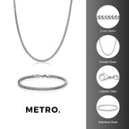 Thin Foxtail Chain Gift Set in Stainless Steel, 24"