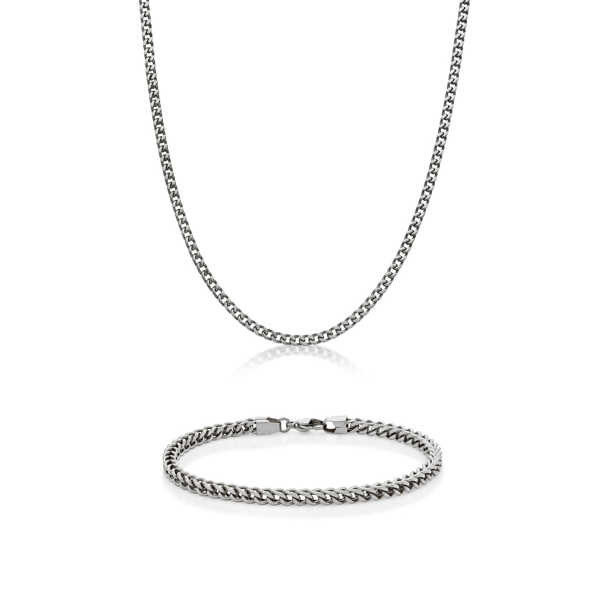 Thin Foxtail Chain Gift Set in Stainless Steel, 30"