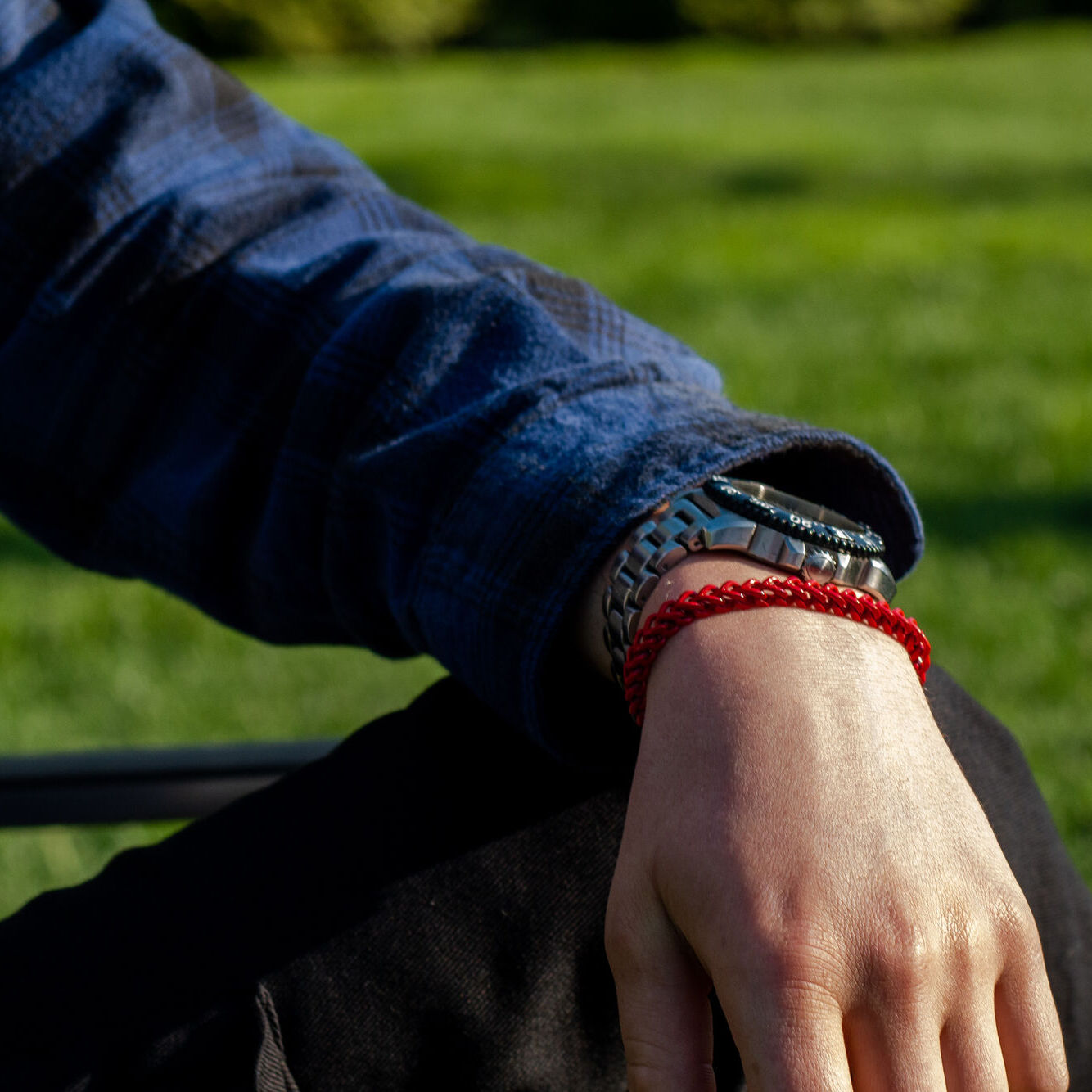 Red Acrylic Franco Chain Bracelet