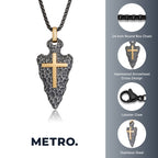 Hammered Arrow Head Cross Pendant