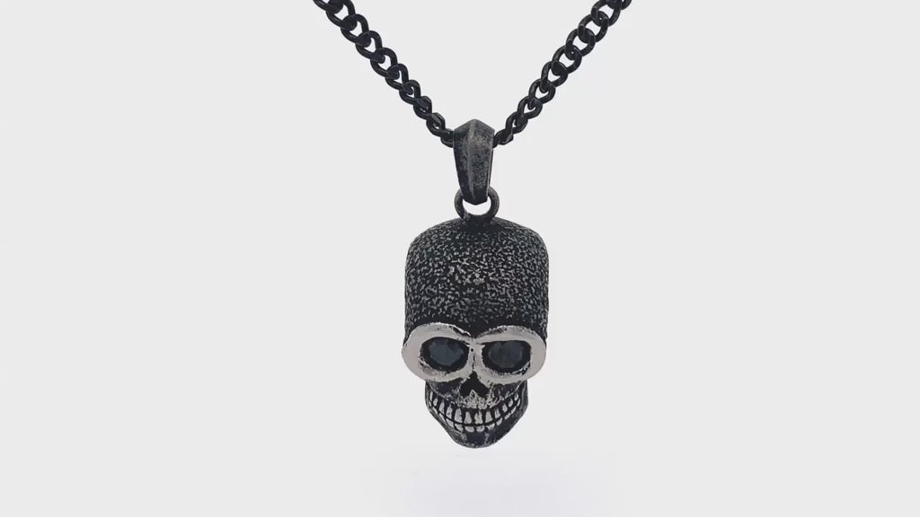 Black Cubic Zirconia Skull Pendant