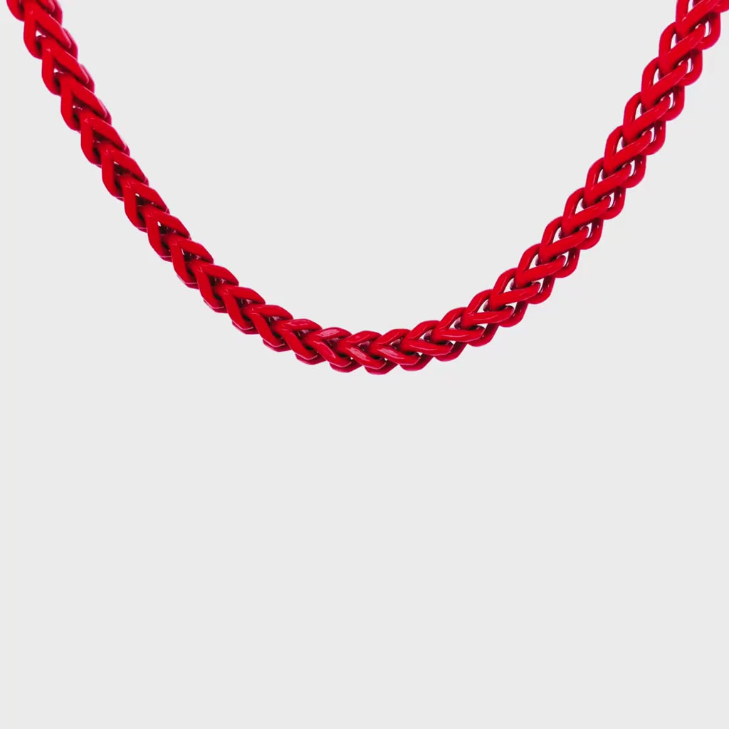 Red Acrylic Franco Chain Necklace