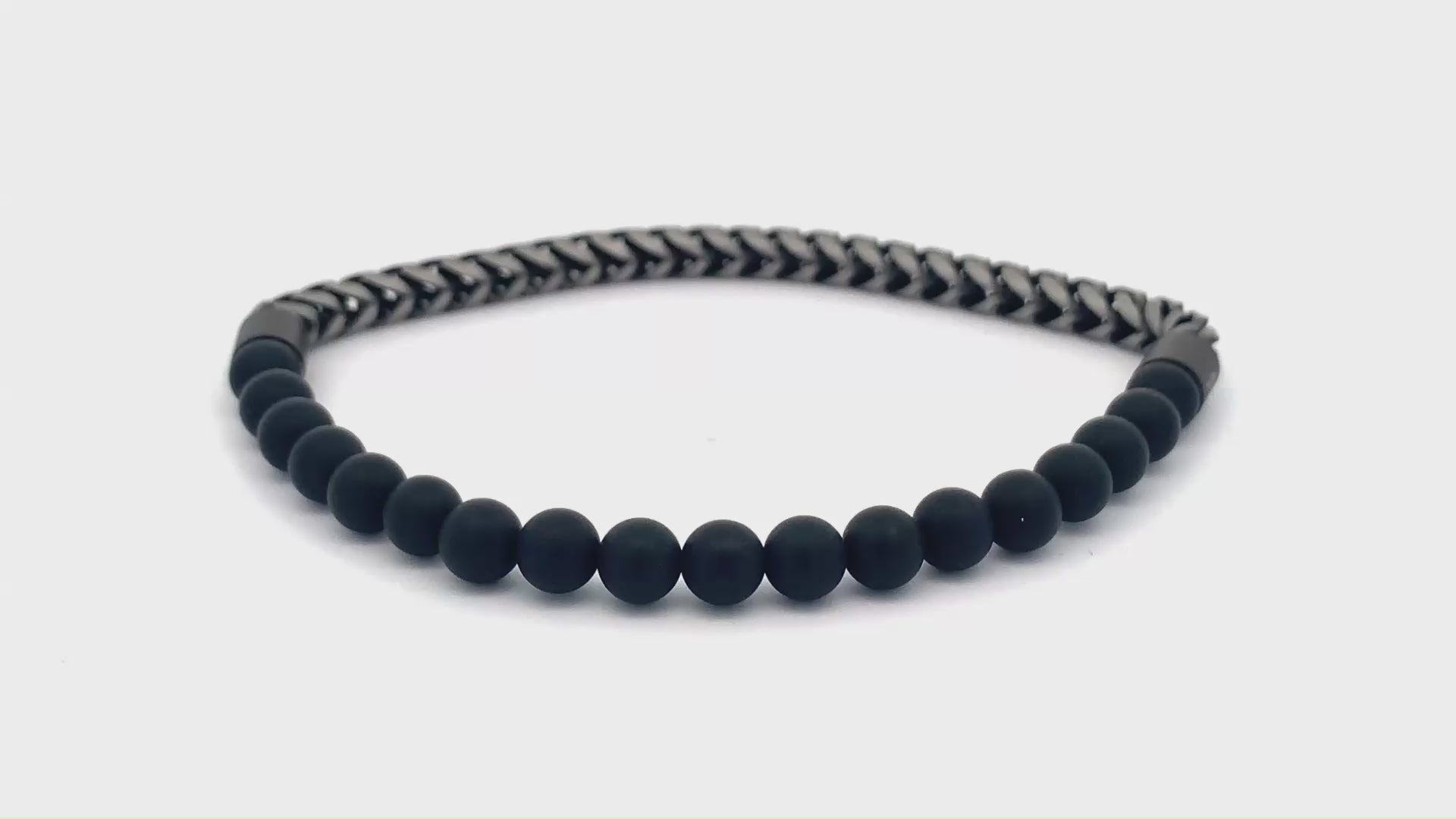 Matte Black Beaded Stretch Bracelet