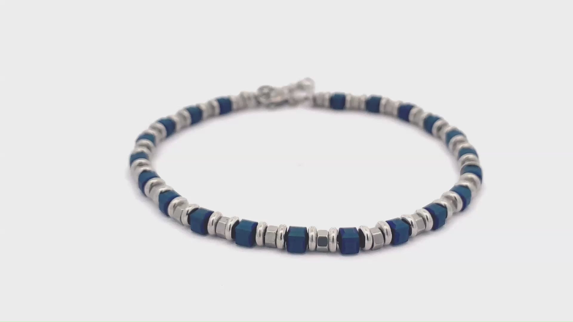 Blue Ion Plated Bead Chain Bracelet