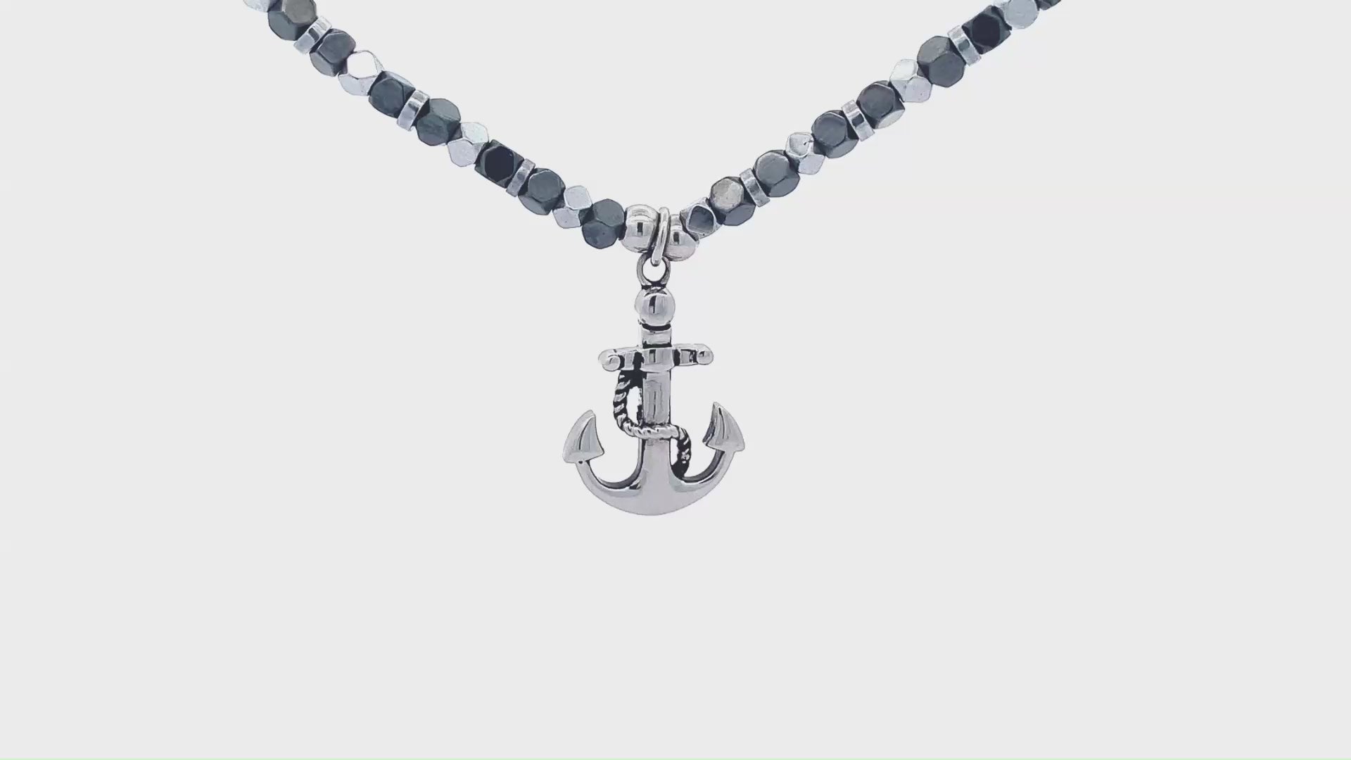 Hematite Anchor Pendant Necklace