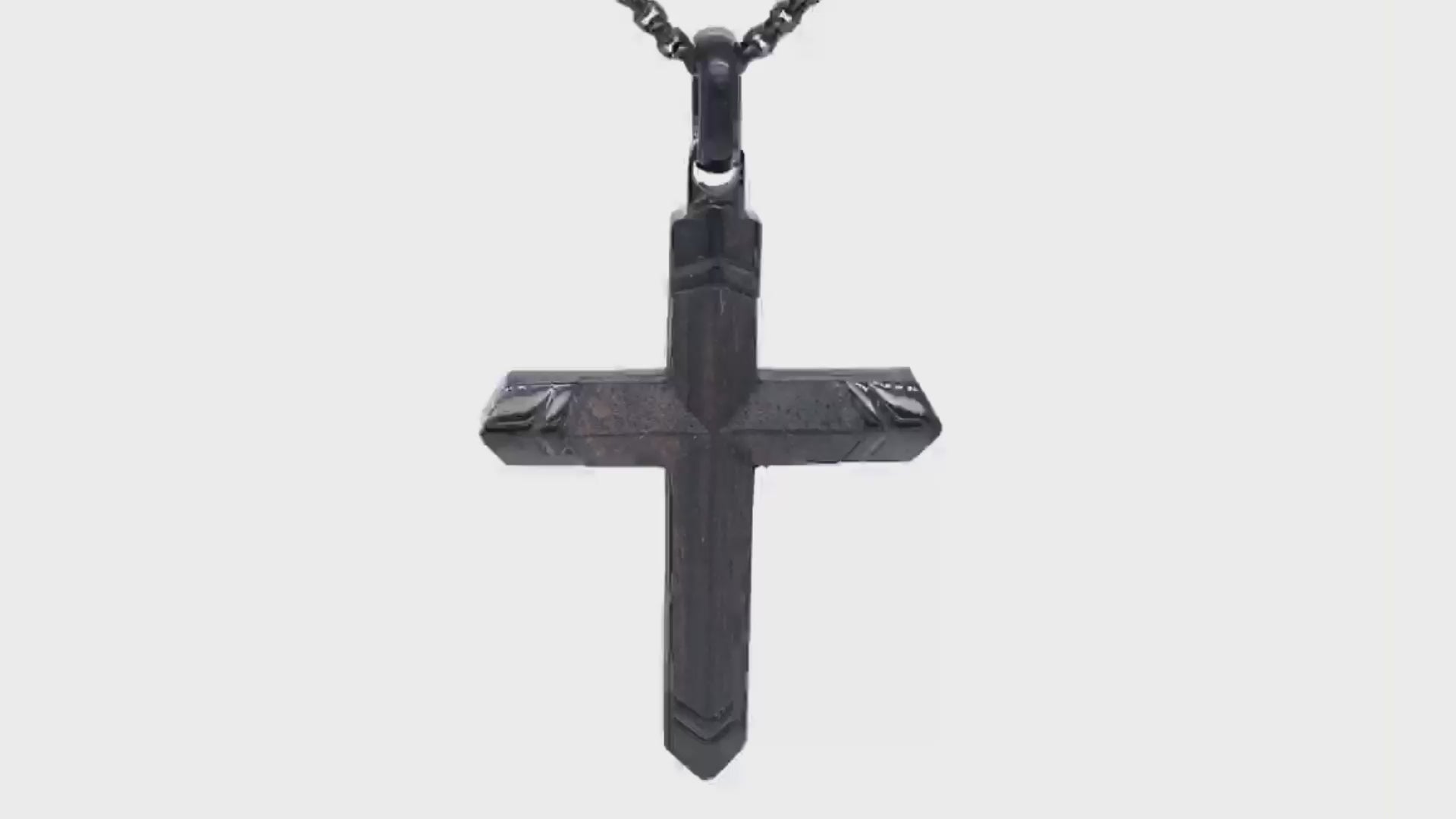 Ebony Wood and Stainless Steel Cross Pendant