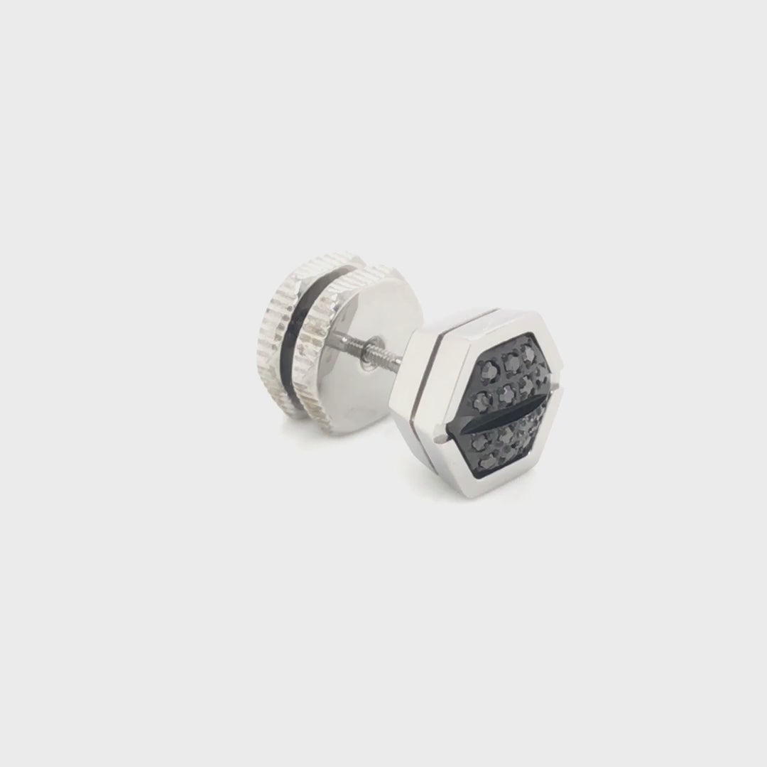 Hexagon Diamond Stud Earrings