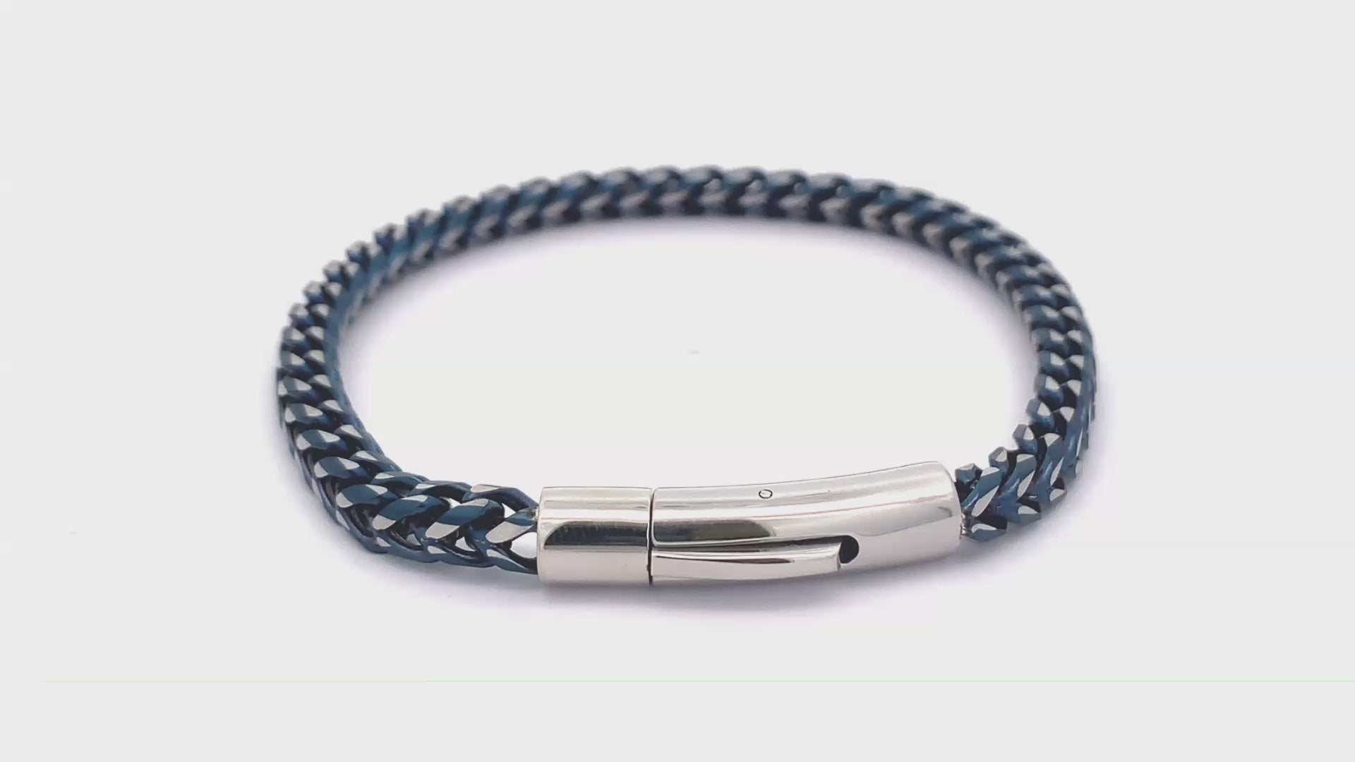 Men's Blue Ion Plated Stainless Steel Curb Bracelet, 8.5