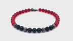 Read Acrylic and Black Agate Adjustable Beaded Bracelet