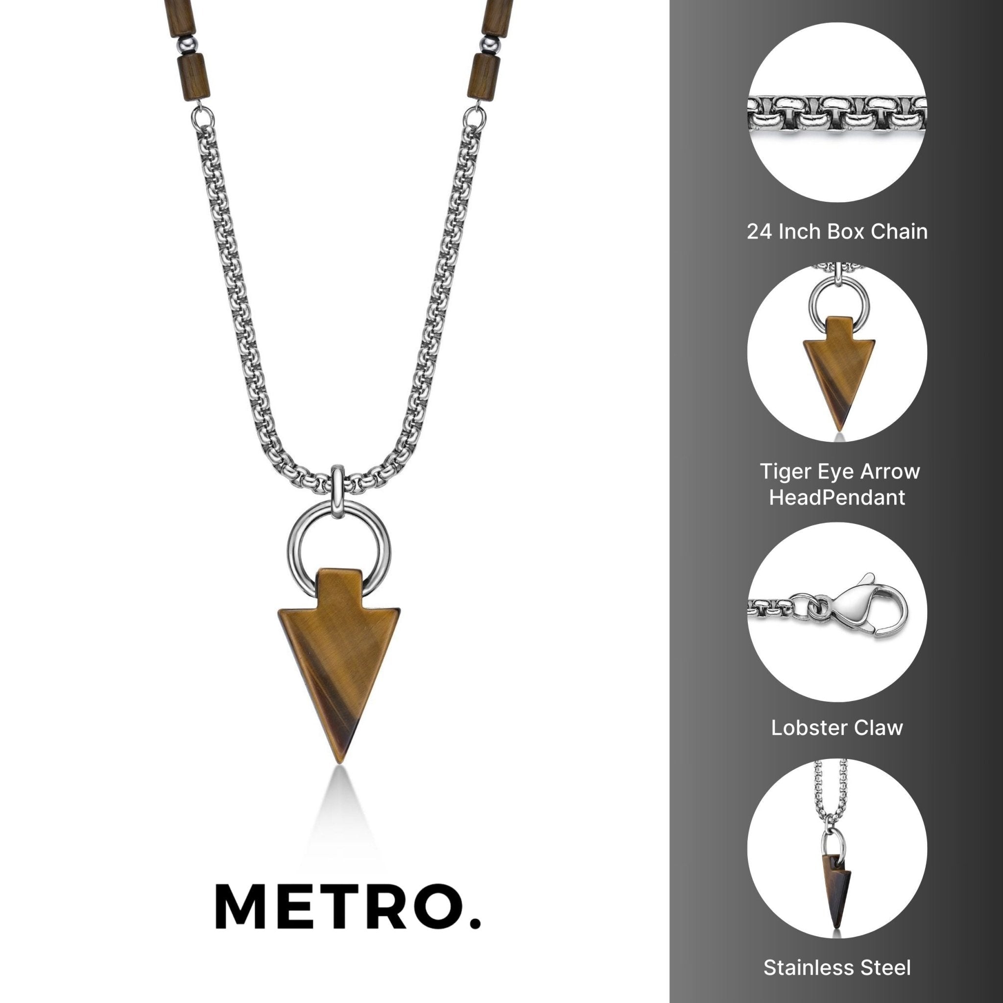 Tiger Eye Arrow Head Necklace