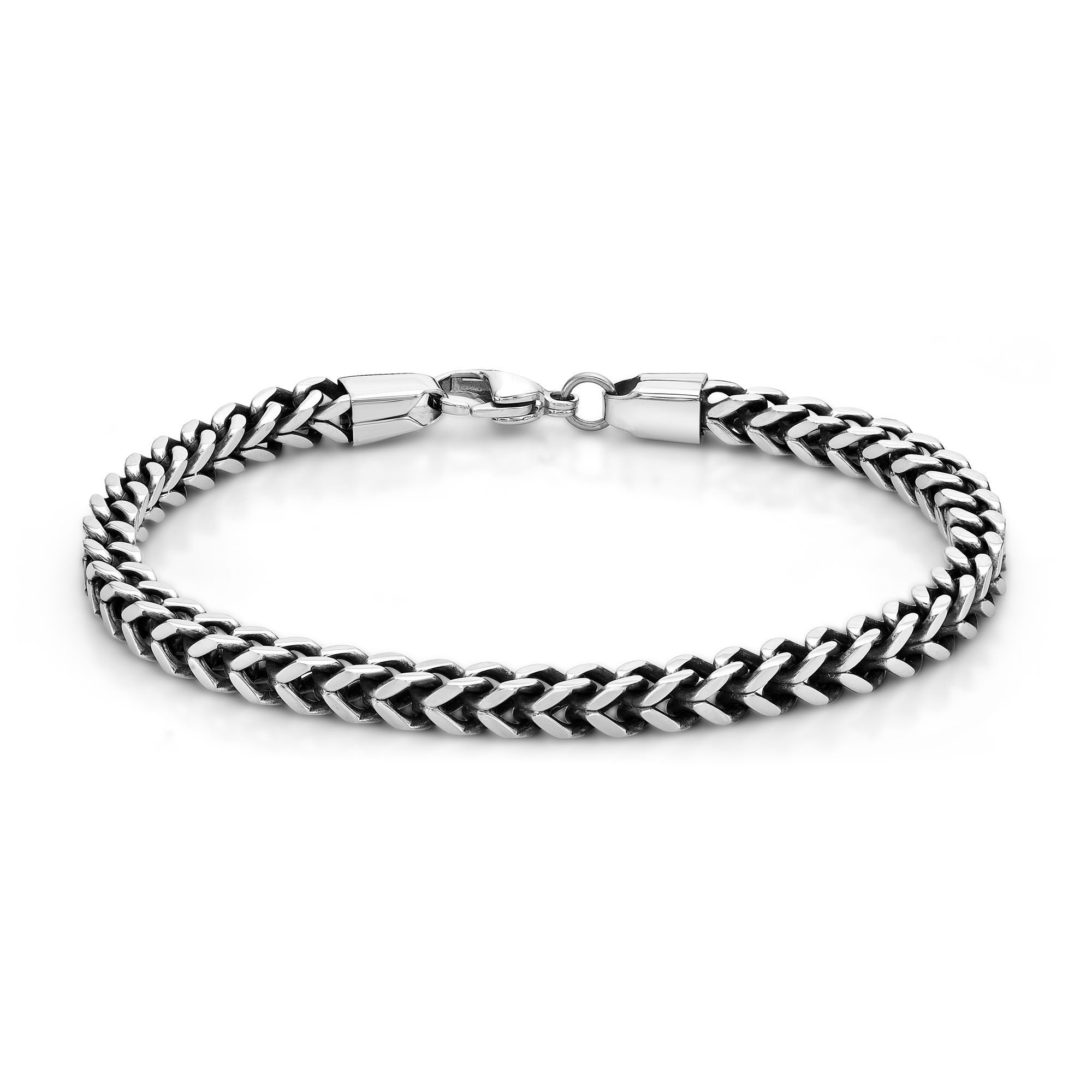Men's Stainless Steel Antique Ion Plated Thin Foxtail Bracelet - 9 Inch | Metro Jewelry