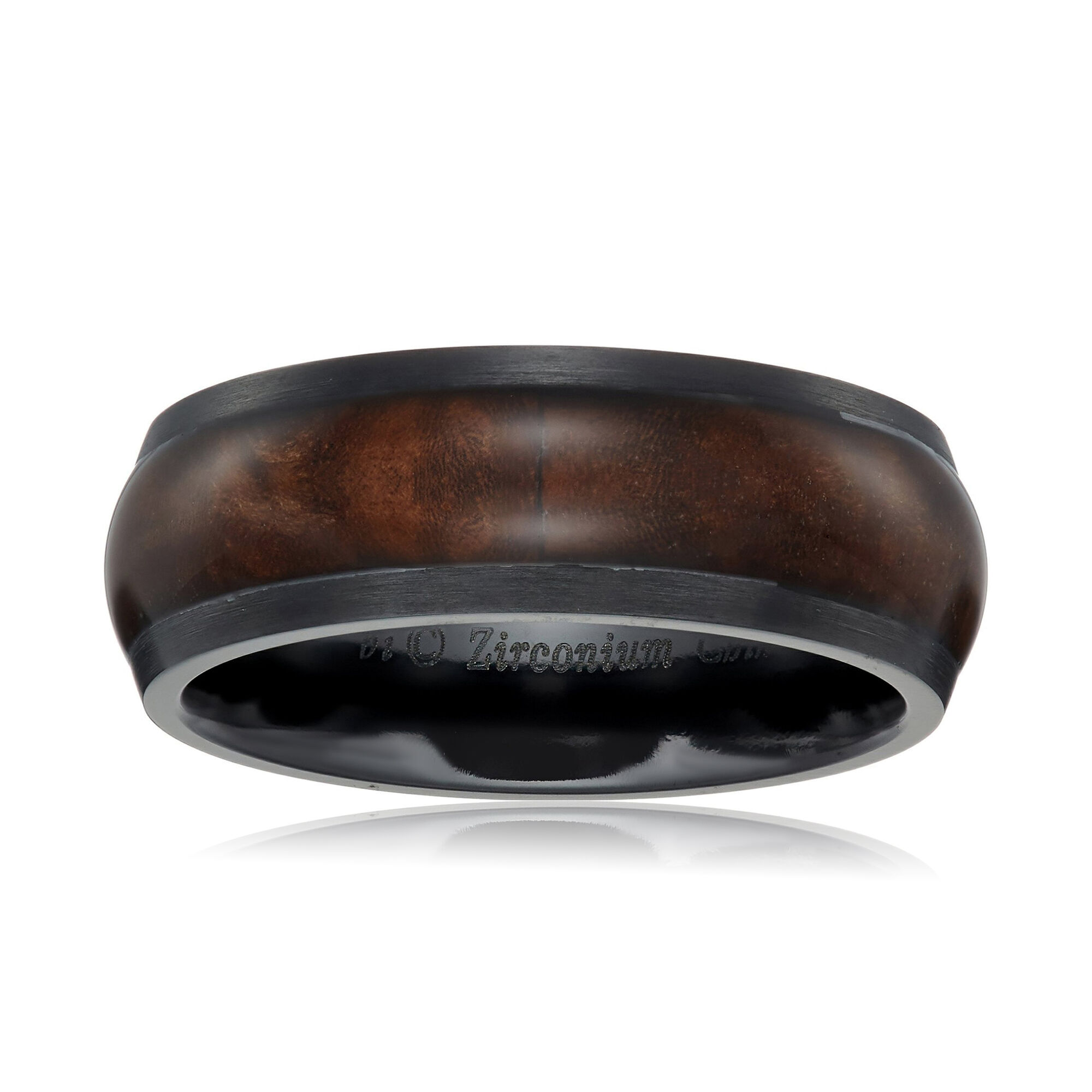 Men's Zirconium Wood Patern Inlay Ring - 8MM | Metro Jewelry