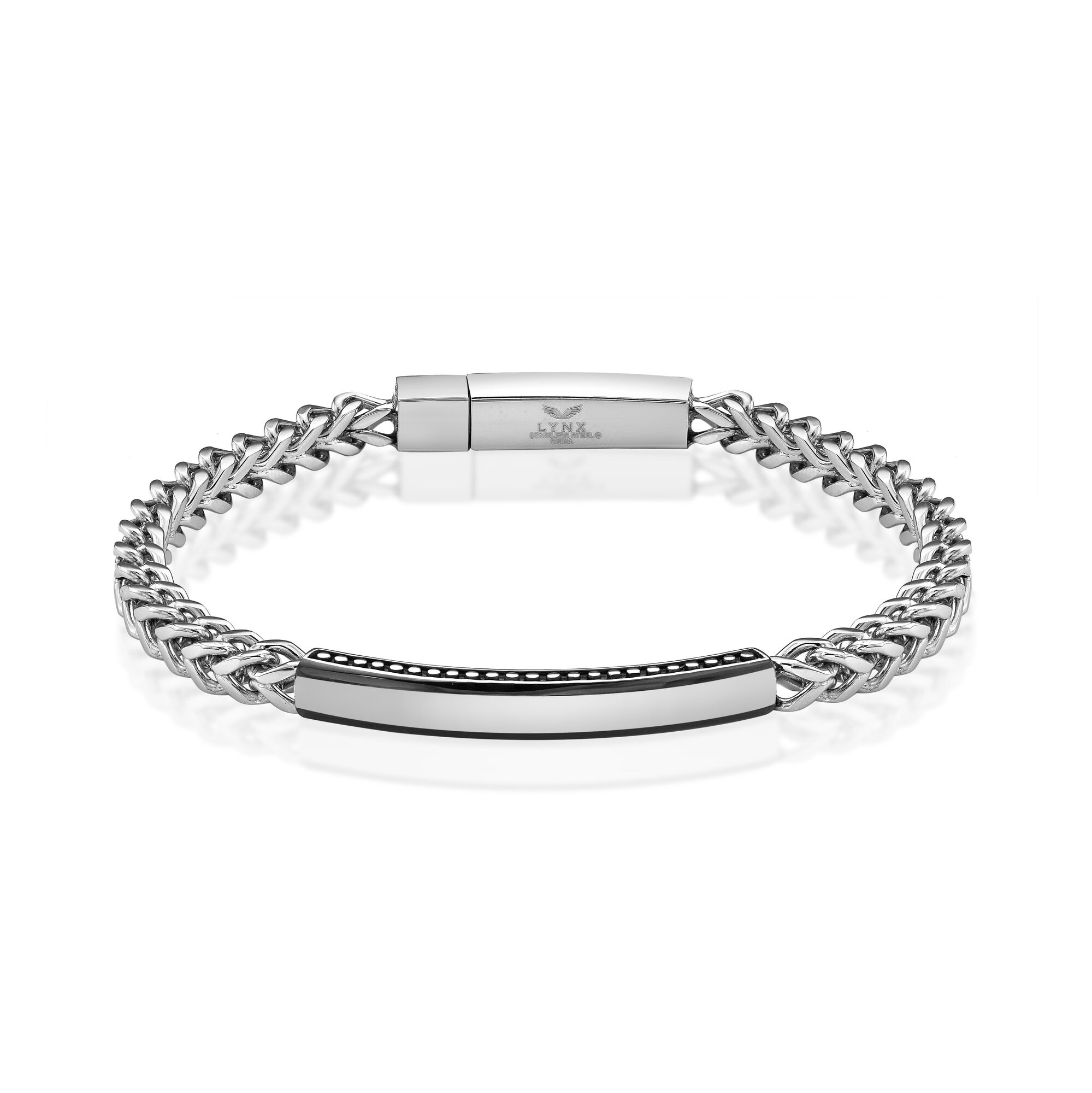 Men's Black Ion Plated Stainless Steel Foxtail ID Bracelet - 8.5 Inch | Metro Jewelry