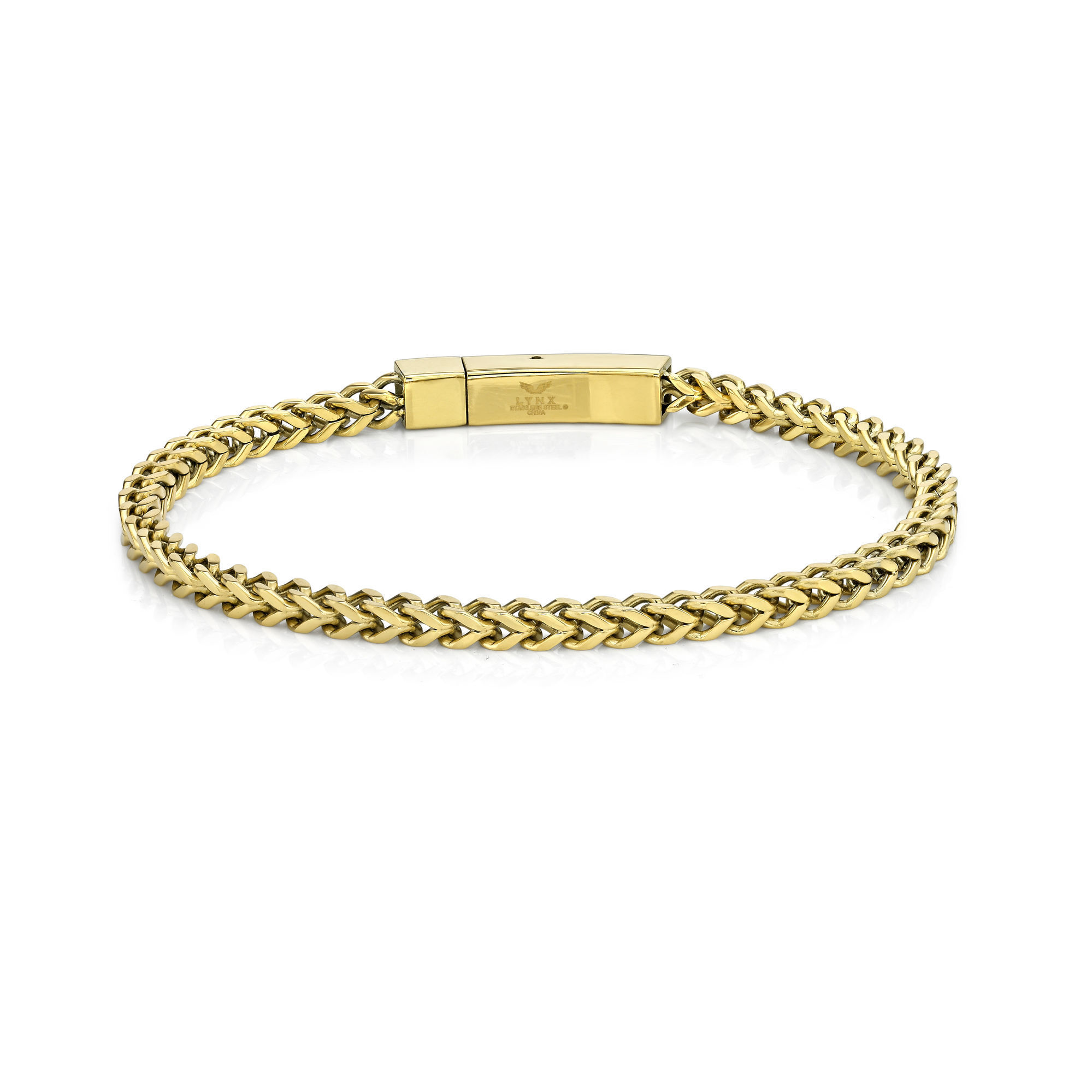 Men's Gold Ion Plated Stainless Steel 4MM Foxtail Bracelet - 9 Inch | Metro Jewelry