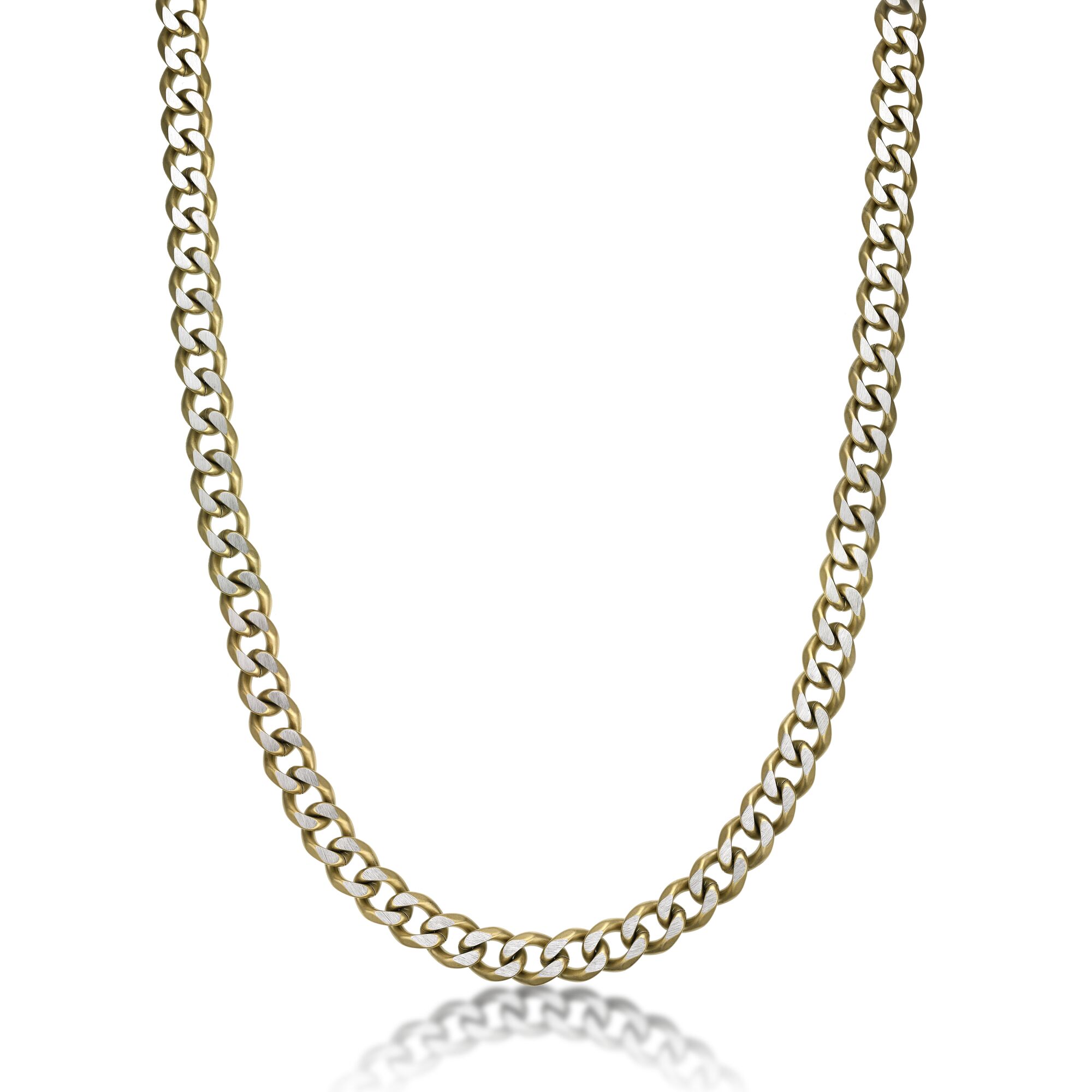 Men's Gold Ion Plated Two Tone Stainless Steel 11 MM Curb Chain Necklace - 22 Inch | Metro Jewelry