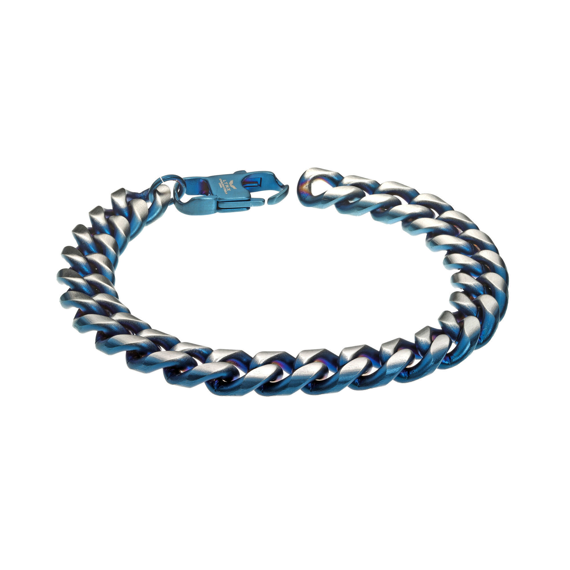 Men's Stainless Steel Blue Ion Plated 1MM Curb Bracelet - 8.5 Inch | Metro Jewelry