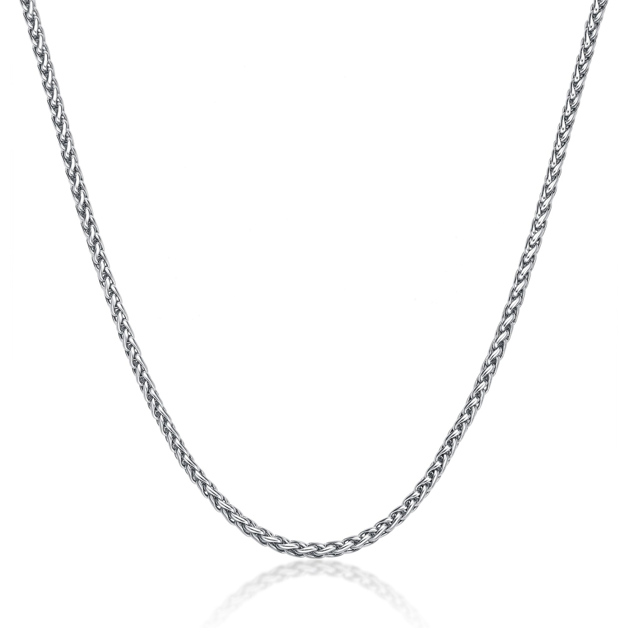 Men's Stainless Steel 3MM Wheat Chain Necklace - 24 Inch | Metro Jewelry