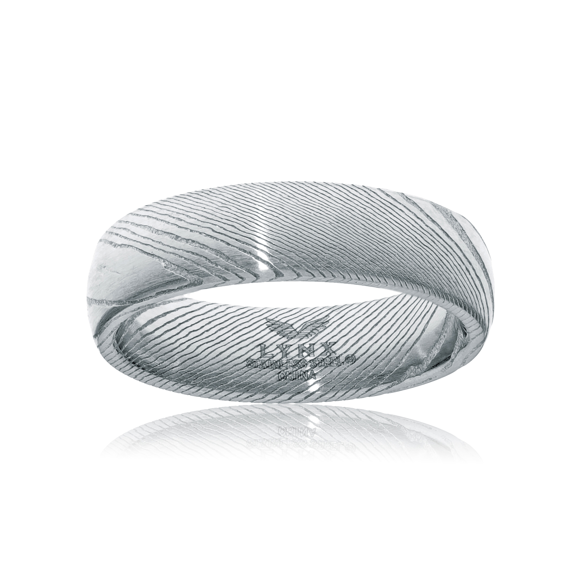Men's Damascus Steel Blue Ion Plated Unique Ring - 6 MM | Metro Jewelry