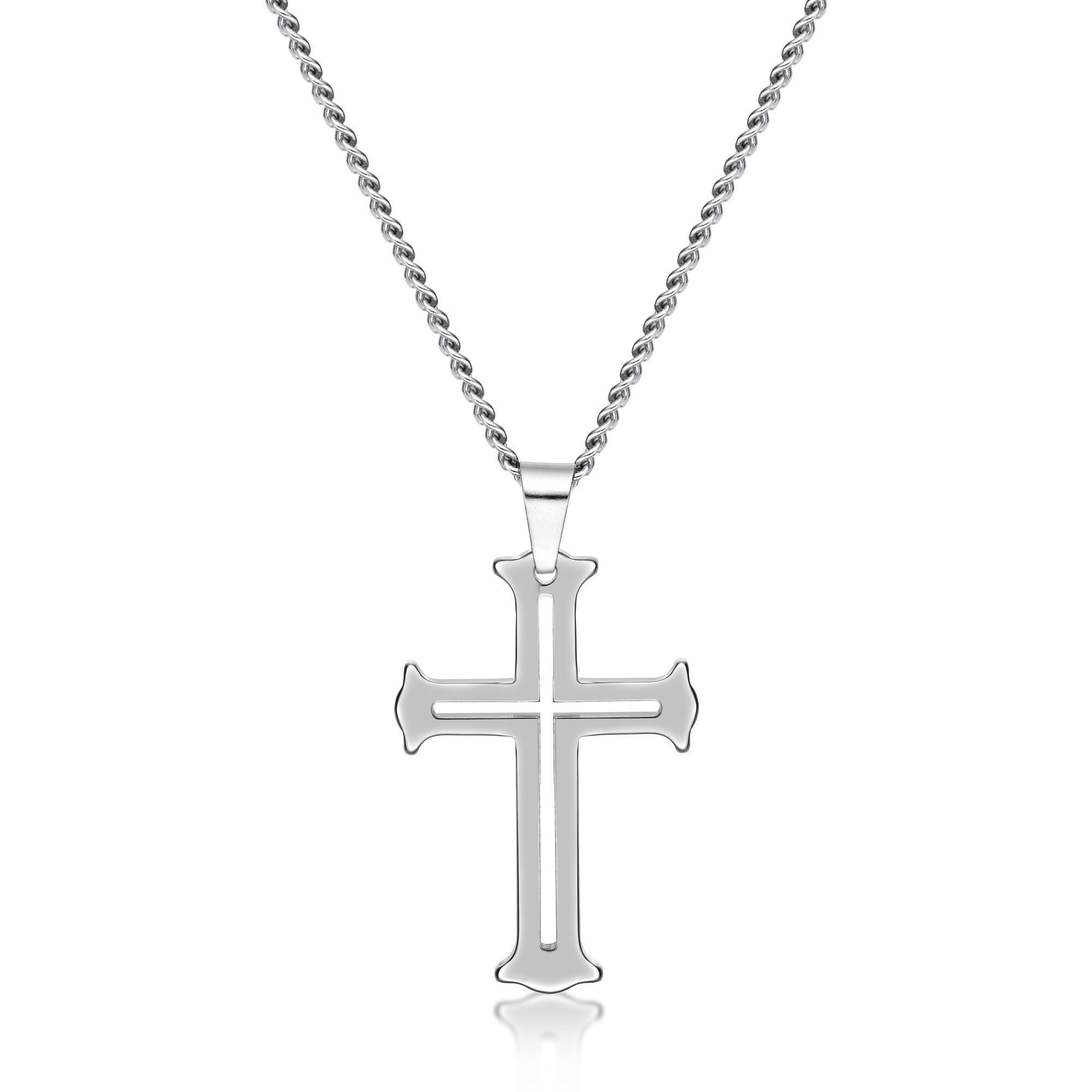 Tungsten Cross Pendant - 24 Inch Curb Chain  | Metro Jewelry
