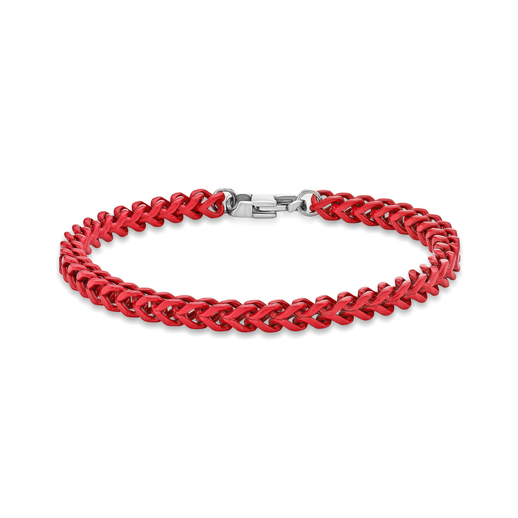 Men's Red Acrylic Coated Stainless Steel 5MM Franco Bracelet - 9 Inch | Metro Jewelry