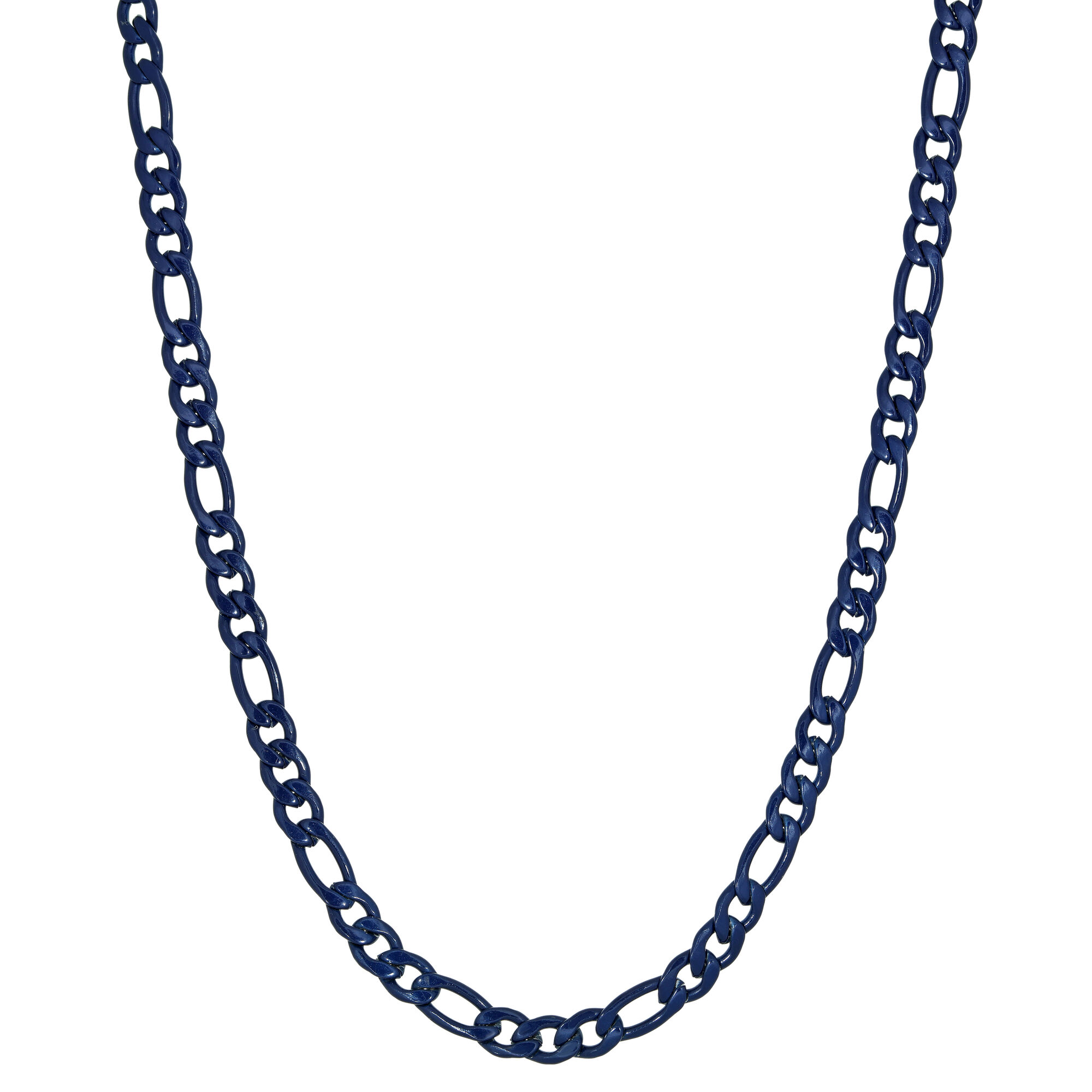 Men's Blue Acrylic Coated Stainless Steel 6 MM Franco Chain Necklace - 24 Inch | Metro Jewelry