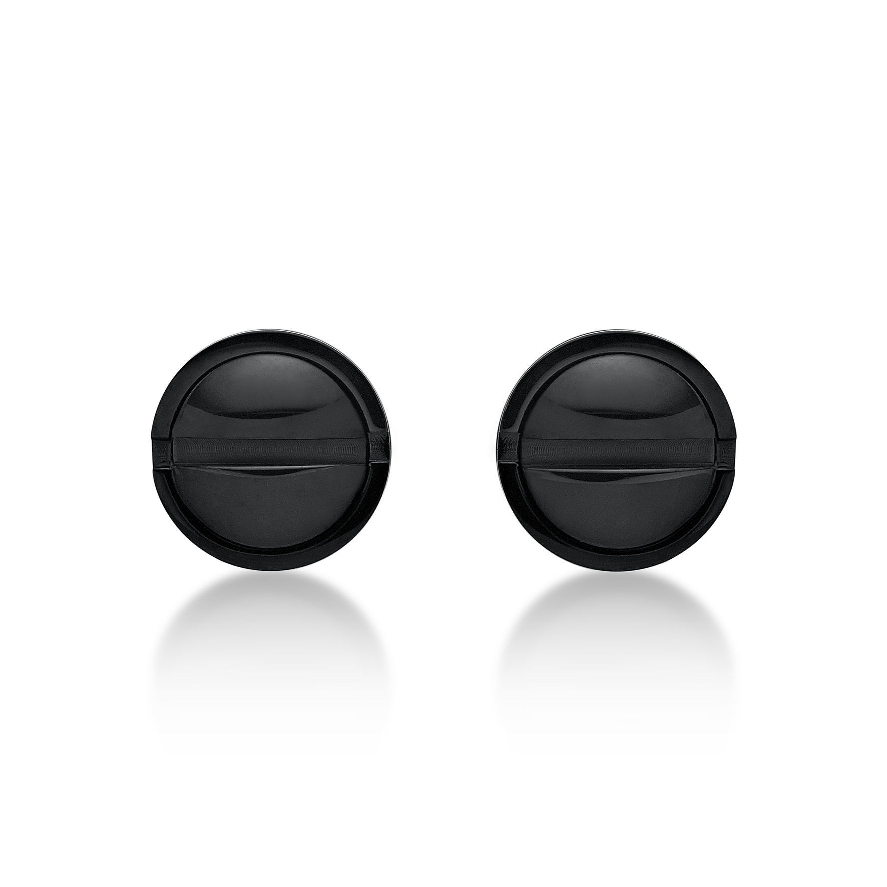 Men's Black Ion Plated Stainless Steel Round Stud Earrings - 9MM with Friction Back (Pair) | Metro Jewelry