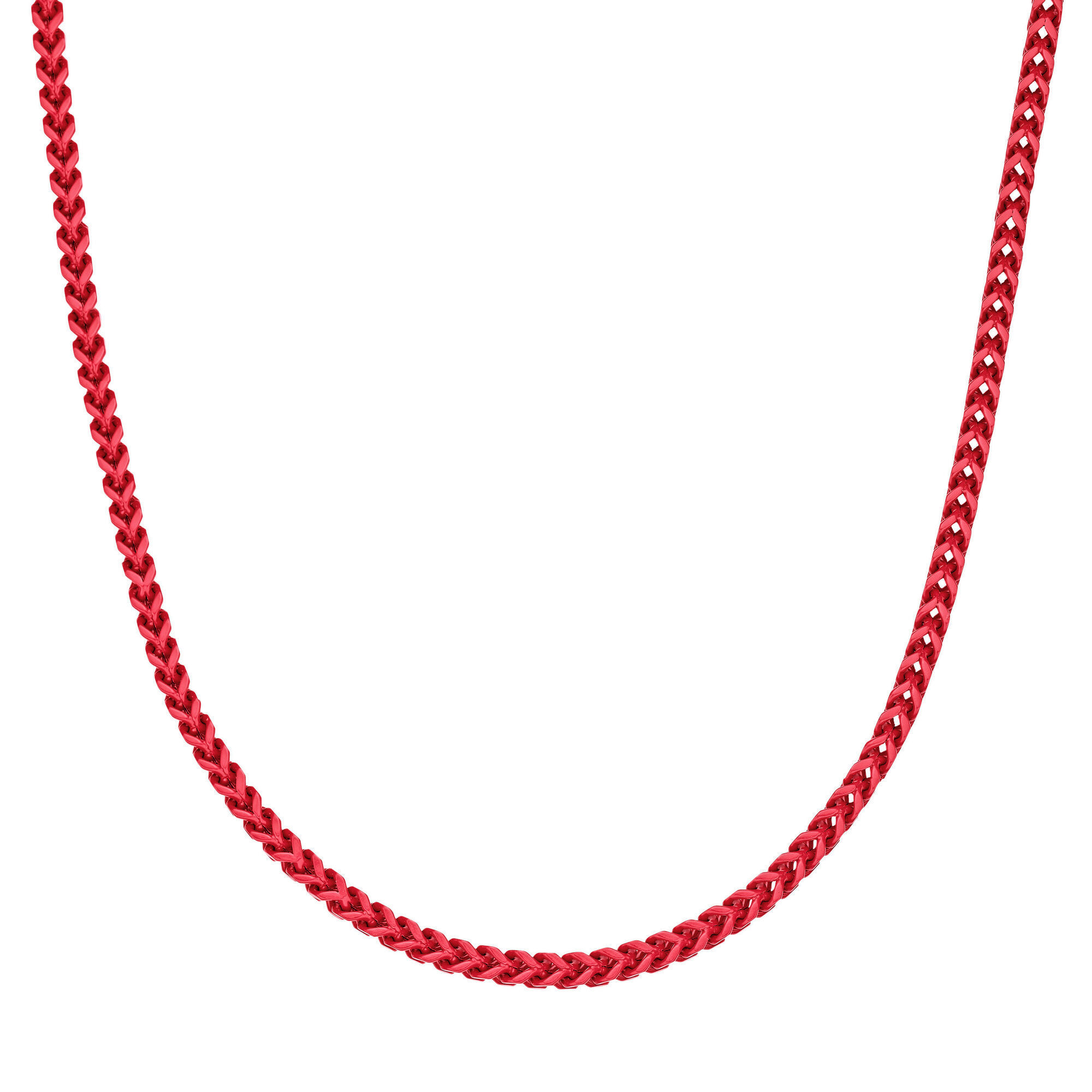Men's Red Acrylic Coated Stainless Steel 5MM Rolo Chain Necklace - 22 Inch | Metro Jewelry