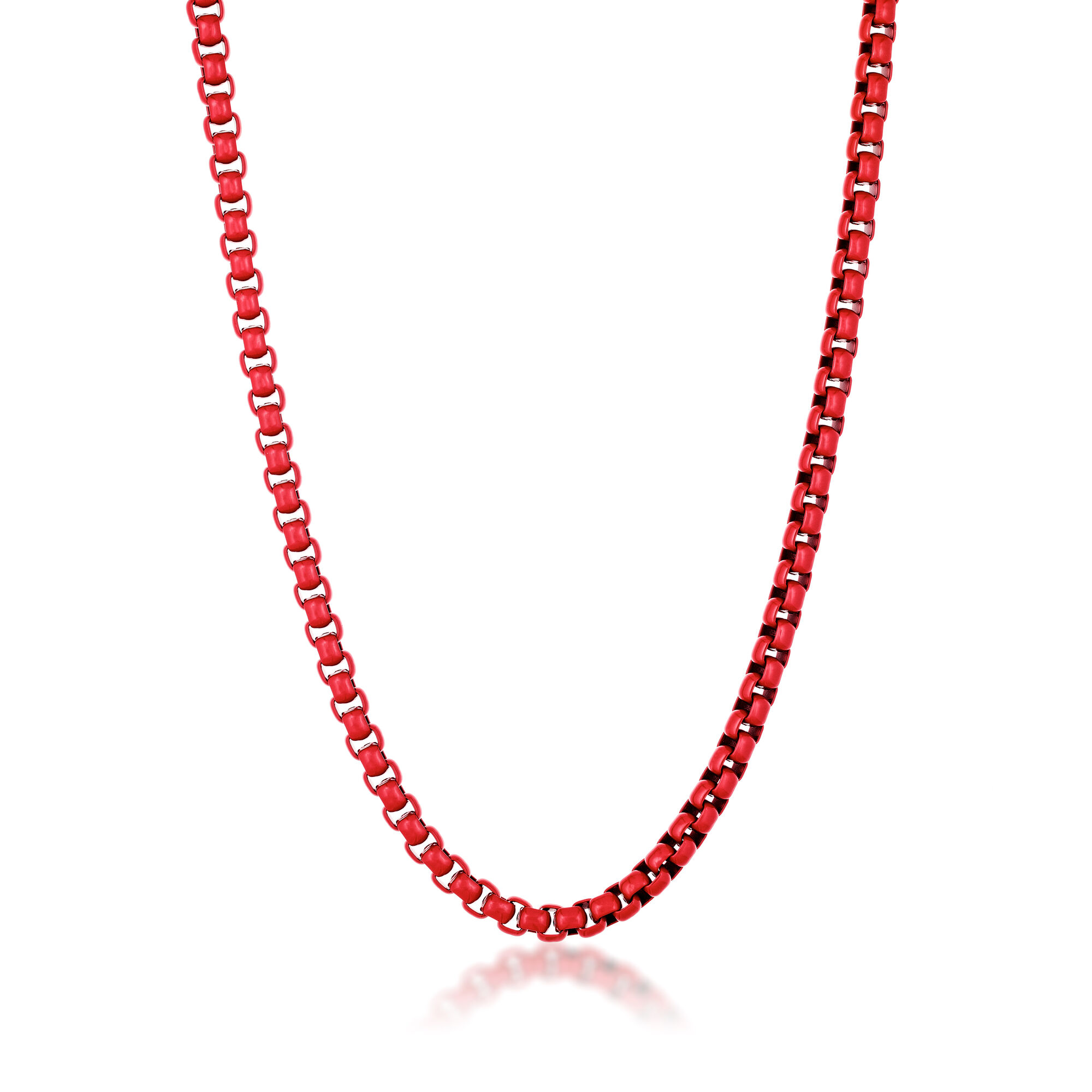 Men's Red Acrylic Coated Stainless Steel 6 MM Chain Necklace - 22 Inch | Metro Jewelry
