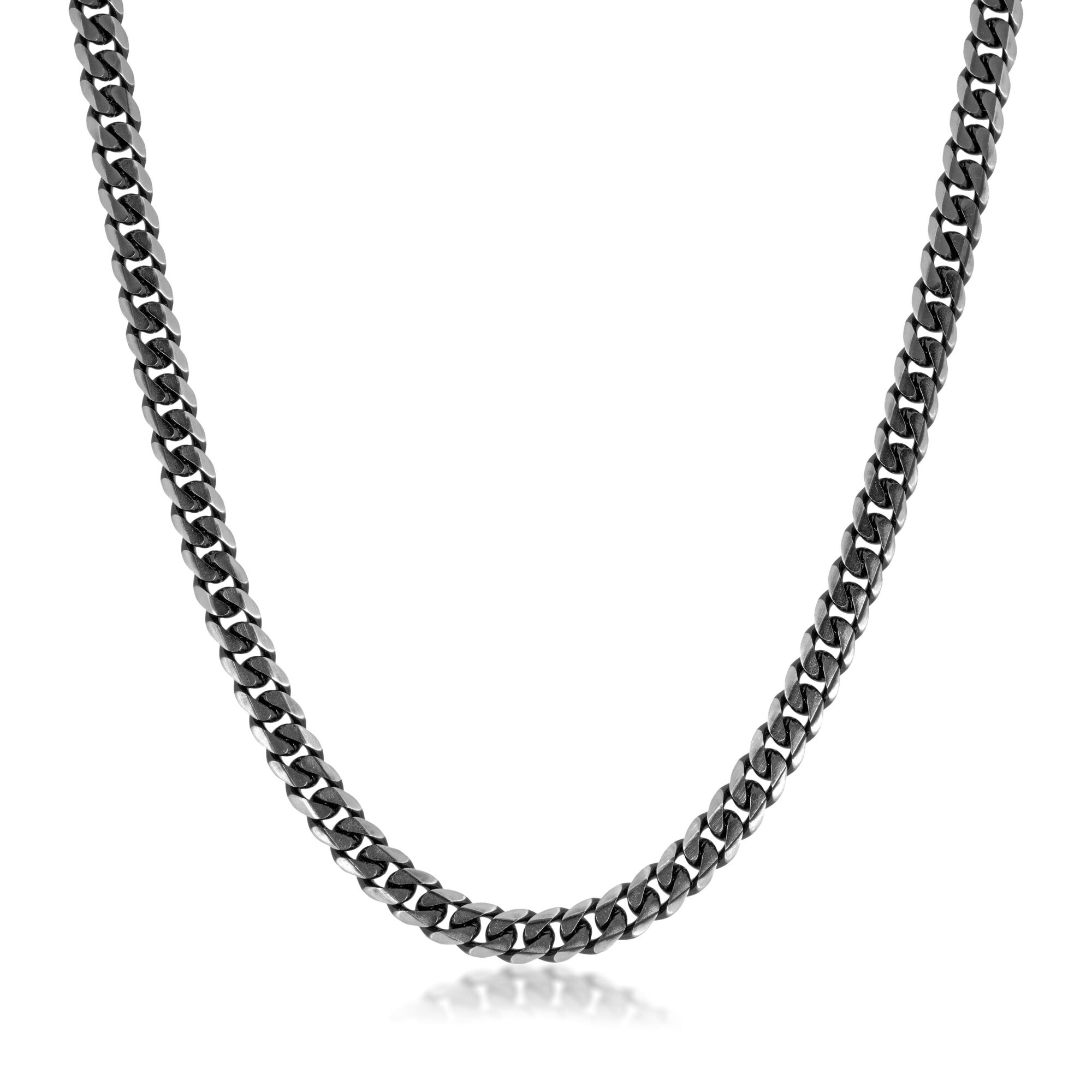 Men's Black Ion Plated Stainless Steel 8MM Gourmette Chain Necklace - 22 Inch | Metro Jewelry