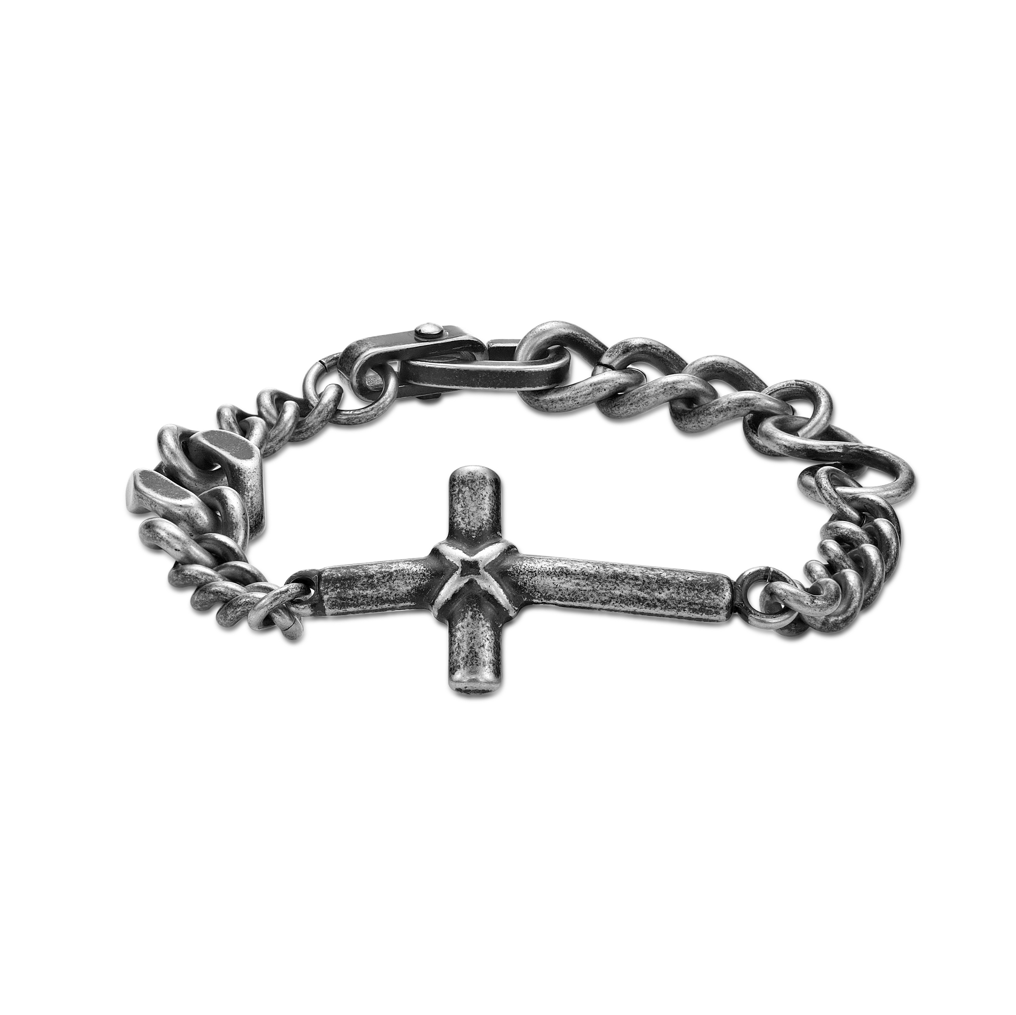 Men's Stainless Steel Antique Finish Cross Bracelet     | Metro Jewelry