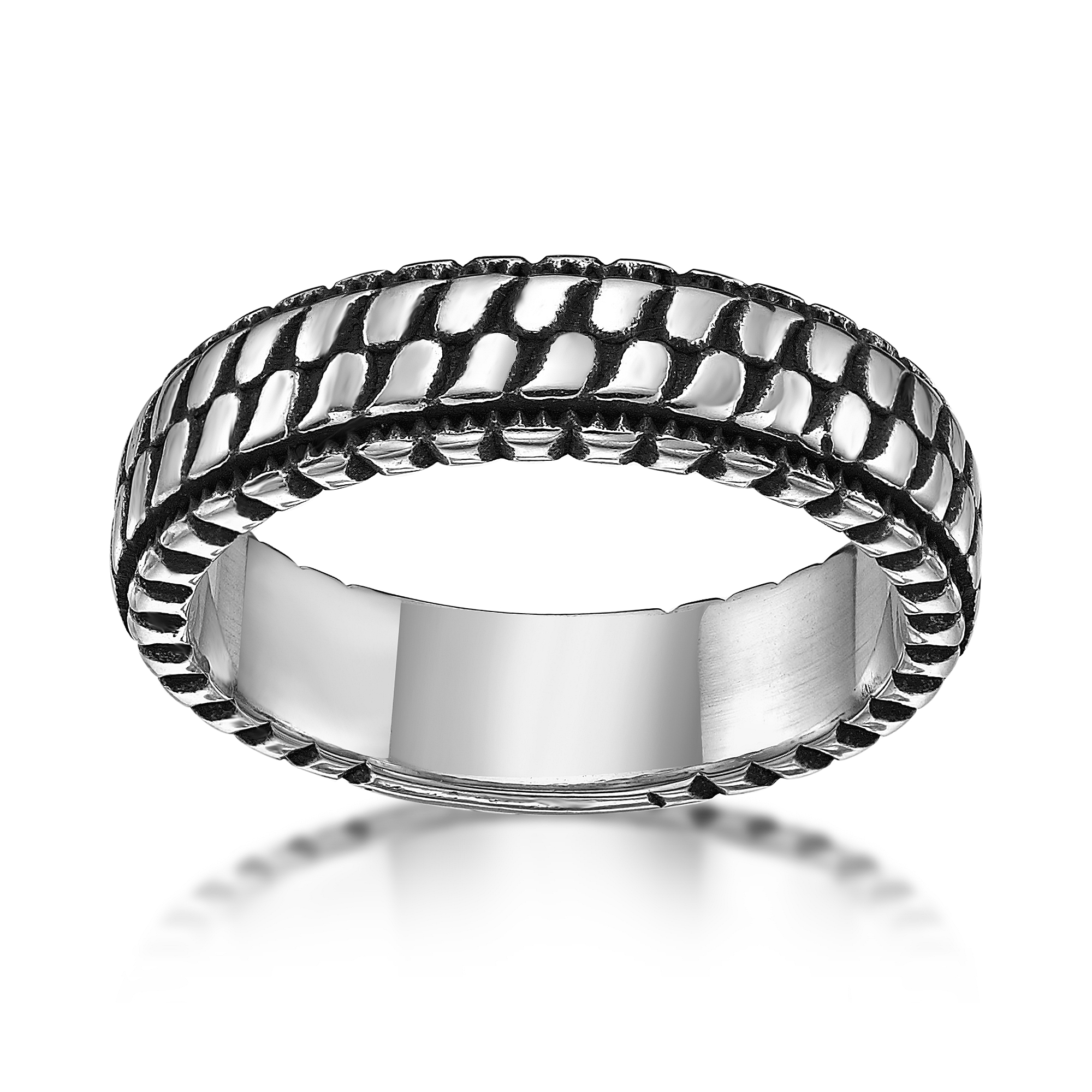 Men's Stainless Steel Ring 6.5MM Antique Finish     | Metro Jewelry